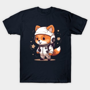 Cute Fox Astronaut Cartoon T-Shirt